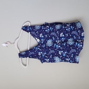 GAP Vneck Blue Floral Tank